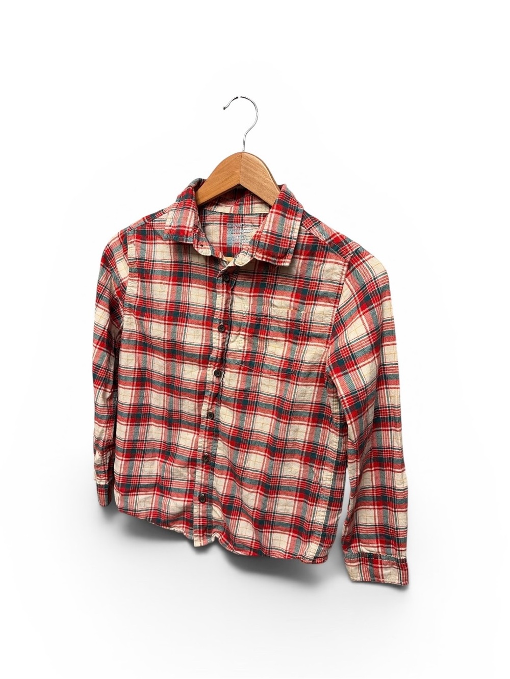 Cat & Jack Red and Cream Plaid Button-Down Shirt (0003)